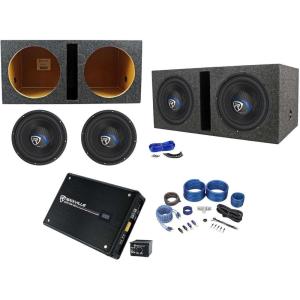 imageRockville 2 K5 W12K5S2 12quot 1400w SubwoofersVented Sub BoxMono AmplifierWires
