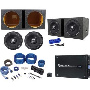imageRockville 2 W12K6D4 V2 12quot 4800w SubwoofersVented BoxMono AmplifierAmp Kit