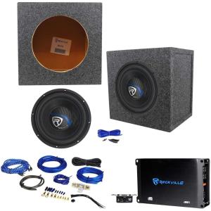 imageRockville K5 W10K5S2 10quot 1200w SubwooferSealed Sub BoxMono AmplifierAmp Kit