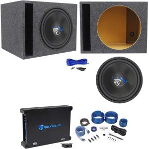 imageRockville K5 W15K5S2 15quot 2000 Watt SubwooferVented Sub BoxAmplifierAmp Kit