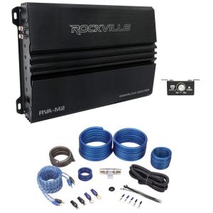 imageRockville RVAM2 2500w Mono 1 Ohm Car AmplifierBass RemoteAmp Wire Kit