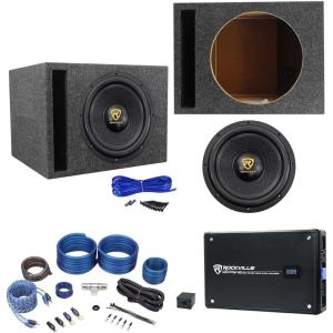 imageRockville W12K9D2 V3 12quot 4000w Car SubwooferVented Sub BoxMono AmplifierAmp Kit