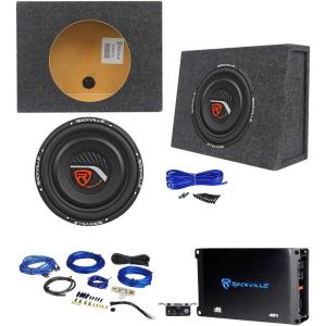 imageRockville W12T4S2 12quot Shallow Mount 1400w Car SubwooferSealed Sub BoxAmplifier