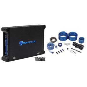 imageRockville dB13 Bundle 3000Watt Peak  750Watt DynoCertified RMS Mono 2Ohm Amplifier with Remote Subwoofer Control RWK41 4 AWG Complete Car Amp Wiring Kit with RCA Cables 2Items