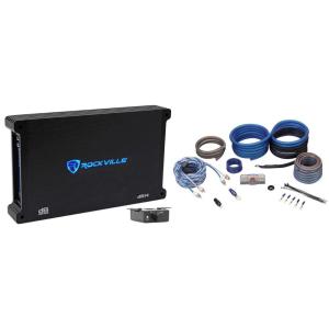 imageRockville dB14 Bundle 4000Watt Peak1000Watt RMS Mono 2Ohm Car Audio Amplifier RWK4CU 4 AWG 100 Percent Copper Amp Installation Wire Kit OFC for Vehicle Subwoofer and Stereo Systems 2Items