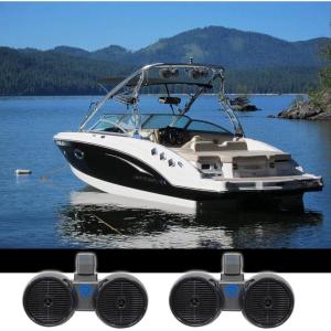 imageRockville 2 DWB65B Dual 65quot Black 1200w Marine Wakeboard Tower Speaker Systems