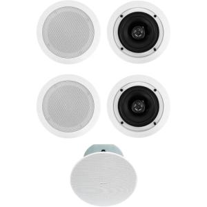 imageRockville Pair CC525T Black 525quot Commercial 70v Ceiling Speakers 2Way Audio Aimable Tweeter Paintable Grill for RestaurantsBarsCafesWHITE