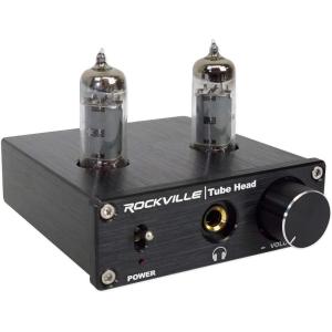imageRockville TubeHead 180mW Tube Headphone Amplifier 16600 Ohms Dual 6K4 Tubes Compact Design LowNoise Circuitry for Audiophiles and Studio Monitoring