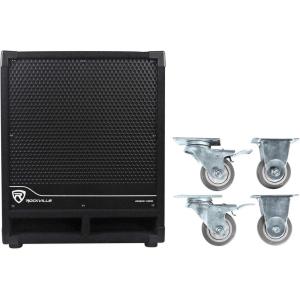 imageRockville RBG12S 12quot 1400 Watt Active Powered PA Subwoofer DJProSteel Casters