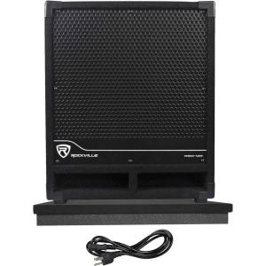 imageRockville RBG12S Bass Gig 12quot 1400 Watt Active Powered PA Subwoofer DJPro Bundle ISO 1012 Isolation Platform Acoustic Riser Pad for 10quot12quot Subwoofers
