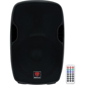 imageRockville BPA15 800W Peak200W RMS Powered 15 PA Speaker Bluetooth USBSD FM Radio 2Band EQ Remote Lightweight Durable for DJs and Live Events