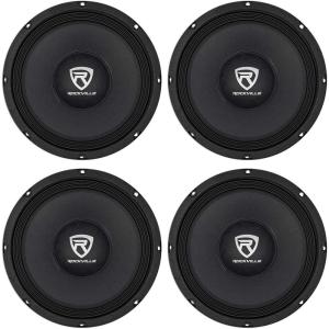 imageRockville RM108PRO MidRange Pro Car Speaker 10 in 600W Peak300W RMS 8 Ohm MidBass Kevlar Cone Open Basket CEA Compliant 56oz Magnet for Car Audio 4Piece
