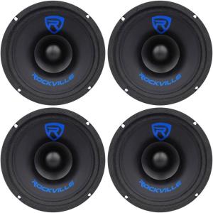 imageRockville RM68SP 65 in 480W Peak  240W RMS MidRange Car Speaker 8 Ohm Dual Cone Kevlar Foam Suspension Bullet Phase Plug CEA Compliant for Car Audio 4Piece