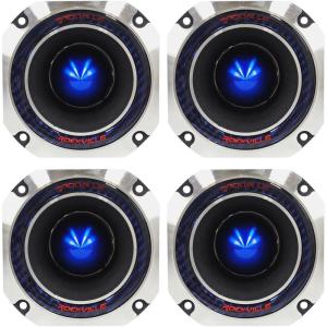 imageRockville RT4 Titanium Compression Horn Tweeter 2 120W Each  480W Total 8 Ohms CEA Compliant Builtin Crossover High Sensitivity for Car Audio 4Piece