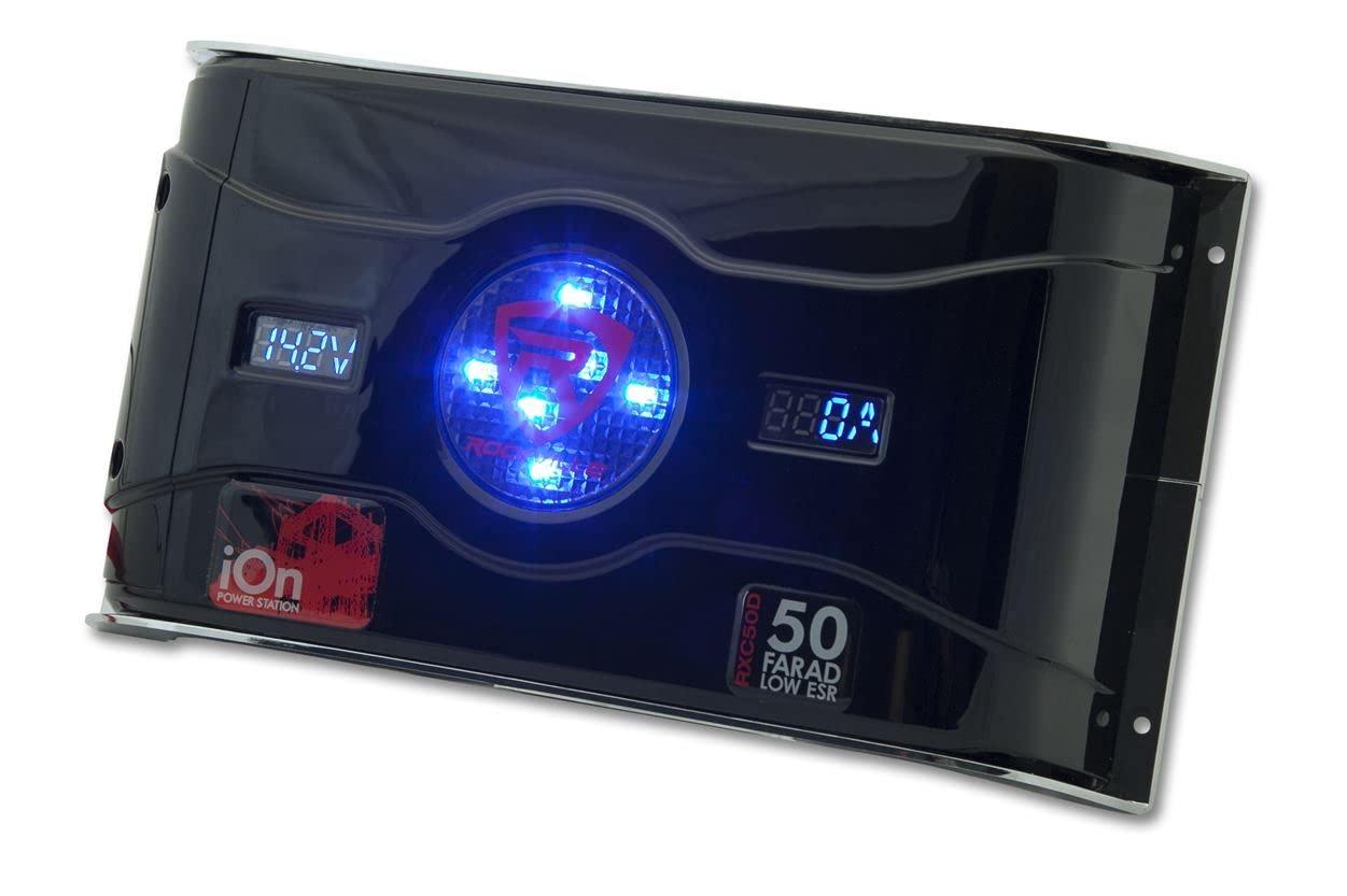 imageRockville RWK0CU Bundle 0 AWG Complete Amp Installation Wire Kit RXC50D v2 50Farad 24V Car Audio Capacitor with Voltage amp Amperage Meter 2Items