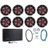 imageRockville RKL80MB Bundle 8 8in 2Way 900Watt Marine Boat Speakers with LED RXM8BTB 1500Watt 8Channel Bluetooth Marine Amplifier RMWK4 4 AWG Waterproof Amp Install Kit 10Items