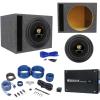 imageRockville W15K9D2 K9 Bundle 15 5000W Peak1250W CEA Rated RMS Dual 2 Ohm Car Subwoofer KRYPTONM3 Mono Amplifier with Remote RSV15 Vented Subwoofer Enclosure RWK41 4Gauge Amp Wiring Kit 5items