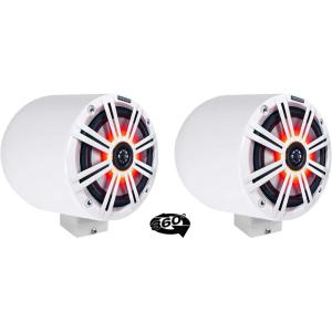 image2 Kicker KM65 65 LED 360 Swivel White Aluminum Surface Mount Boat Speakers