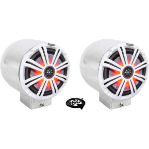 image2 Kicker KM8 8 LED 360 Degree Swivel Chrome Surface Mount Boat Speakers