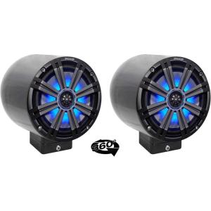 image2 Kicker KM8 8 LED 360 Swivel Black Aluminum Surface Mount Boat Speakers