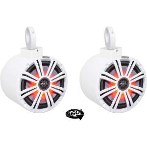 image2 Kicker KM8 8 LED 360 Swivel White Aluminum Wakeboard Tower Speakers