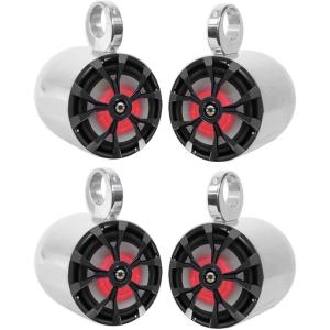 imageRockville 4 8 900 Watt Marine Boat Aluminum Wakeboard Tower Speakers wLEDs