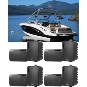 imageRockville HP4S BK 4 360W Peak120W RMS per Pair Marine Box Speakers with Swivel Bracket IPX44 Weather Resistant HighFidelity Sound for Boats 4Pair