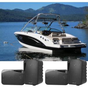 imageRockville HP4S BK 4 in 360W Peak 120W RMS OutdoorIndoor Speakers Swivel Wall Mount IPX44 Weather Resistant HighFidelity Sound for Boats and Patio Audio 4Piece