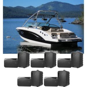 imageRockville HP4S BK Black 4 in Marine Box Speakers Swivel Bracket Weather Resistant for Boats and Patio Audio 10Piece