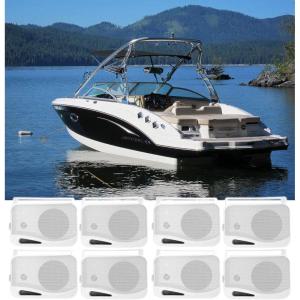 imageRockville HP4S8 4 in Marine Box Speakers with Swivel Bracket for Boats and Marine Audio Systems 8Piece