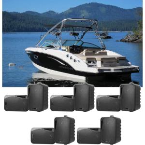 imageRockville HP4S8 BK 4in Marine OutdoorIndoor Wall Mount Home Speakers for Boats 8Ohm 360Watt Peak120Watt RMS per Pair IPX44 Swivel Bracket 10Piece
