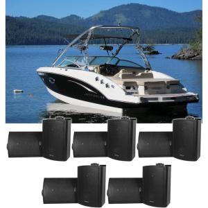 imageRockville HP5S BK 525 in 420W Peak 140W RMS Marine Box Speakers Weather Resistant Swivel Mount Brackets for Boats Patios and Home Audio Black Finish 2Piece