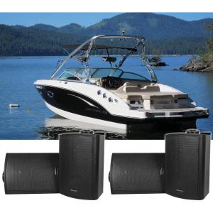 imageRockville HP5S BK 525 in Black 420W Peak140W RMS Marine Outdoor Indoor Swivel Wall Mount Home Speakers Swivel Bracket for Boats Weather Resistant for Boat Sound Systems 2Pairs