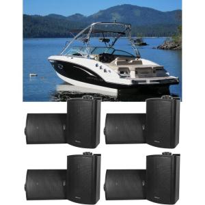 imageRockville HP5S BK Black 525 in OutdoorIndoor Swivel Wall Mount Home Speakers with Swivel Bracket WeatherResistant Design for Boat 8Piece