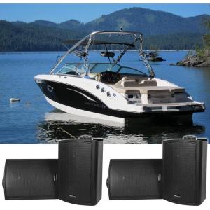 imageRockville HP5S8 BK 525 420W Peak140W RMS per Pair Marine OutdoorIndoor Wall Mount Speakers 8Ohm Weather Resistant Swivel Brackets Paintable Grill for Boats 4Piece