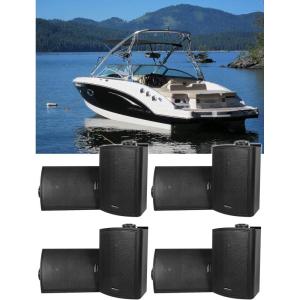 imageRockville HP5S8 BK 525 420W Peak140W RMS per Pair Marine OutdoorIndoor Wall Mount Speakers 8Ohm Weather Resistant Swivel Brackets Paintable Grill for Boats 8Piece