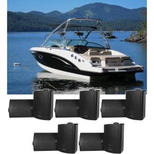 imageRockville HP5S8 BK 525 420W Peak140W RMS per Pair Marine OutdoorIndoor Wall Mount Speakers 8Ohm Weather Resistant Swivel Brackets Paintable Grill for Boats 10Piece