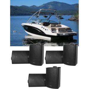 imageRockville HP5S8 BK 525in 8Ohm Marine Box Swivel Speakers 420W Peak140W RMS per Pair IPX44 Weather Resistant Swivel Brackets Black for Boats 3Pairs
