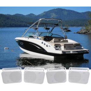 imageRockville HP65S8 65 in 8 Ohm Marine Box SpeakersWhite 500W Peak160W RMS per Pair IPX44 Weather Resistant wSwivel Mount Brackets for Boats 2Pairs