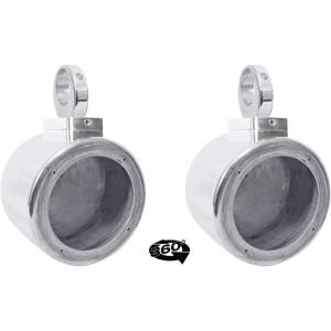 imageRockville MAC525S 525 in 360 Swivel Chrome Wakeboard Tower Speaker Pods with MAC360C Surface Mount Clamps Pair