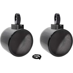 imageRockville MAC90B Bundle Pair MAC90B 8 Black Aluminum Wakeboard Tower Speaker Pod Enclosures Pair MAC360B 360 Degree Swivel TowerSurface Mount Clamps Internally Wired 2Items