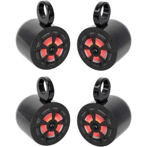 imageRockville RKL65MBW 4 Speakers  4 Pods 2 Pairs 65 in 700Watt Peak350Watt RMS Marine Boat Speakers LED 2 Pairs MAC65B 65 in Black Aluminum Wakeboard Tower Speaker Pods