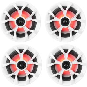 imageRockville RKL65MBW 700Watt 65 in Marine Boat Speakers with LED Lights Black and White Grilles IP66 Waterproof UV Resistant Rustproof Design for Boats and Outdoor Audio 4Piece