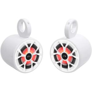 imageRockville RKL65MBW Bundle 2 65 in 700W Marine Boat Speakers with LED amp BlackWhite Grilles 2 MAC65W 65 in White Aluminum Wakeboard Tower Speaker Pod Enclosures 4Items
