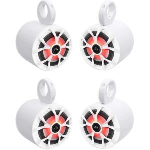 imageRockville RKL65MBW Bundle 4 65 in 700W Peak  170W RMS Marine Boat Speakers wLED BlackWhite Grilles 4 MAC65W 65 in White Aluminum Wakeboard Tower Speaker Pod Enclosures 8Items