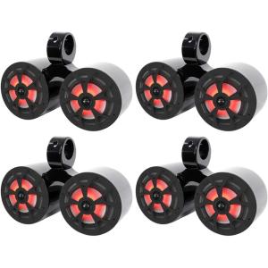 imageRockville RKL65MBW Bundle 4 Pairs 65 700W peak170W RMS Marine LED Speakers 4 DMAC65B Dual 65 Wakeboard Tower Enclosures BlackWhite Grilles 8Items