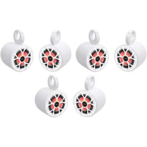 imageRockville RKL65MBW Bundle 6 65 in Marine Wakeboard LED Speakers 4 Ohm 35 Hz20 kHz 2100 W Peak510 W RMS White Aluminum Tower Pod Enclosures Black and White Grilles 6Items