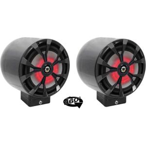 imageRockville RKL80MB Bundle 2 8 900Watt Black Marine Boat Speakers with LED 2 MAC80B Aluminum Wakeboard Tower Pods 2 MAC360B 360 Swivel Mount Clamps for Boats and Towers 6Items