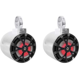 imageRockville RKL80MB Bundle Pair 8 900W peak400W RMS 2Way Chrome Wakeboard Tower Speakers wLEDs Pair MAC80S 77in Speaker Enclosures 2 MAC360C 360 Swivel Surface Mount Clamps 3Items