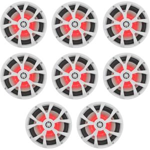 imageRockville RKL80MW 900Watt 8 in 2Way Marine Boat Speaker IP66 Waterproof BeatSync LEDs Preinstalled StainlessSteel Screws Polypropylene Cone for Marine amp Outdoor 8Piece